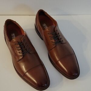 New Stacy Adams Dickinson Cap Toe Oxford Leather Dress Shoes Cognac